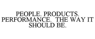 PEOPLE. PRODUCTS. PERFORMANCE. THE WAY IT SHOULD BE.