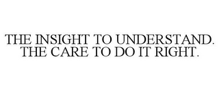 THE INSIGHT TO UNDERSTAND. THE CARE TO DO IT RIGHT.