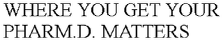 WHERE YOU GET YOUR PHARM.D. MATTERS
