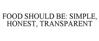 FOOD SHOULD BE: SIMPLE, HONEST, TRANSPARENT