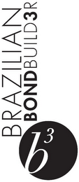 THE MARK CONSISTS OF A LOWERCASE LETTER B WITH A SMALL 3 IN THE UPPER RIGHT CORNER, AND IS ENCLOSED IN A CIRCLE. THE WORD BRAZILIAN IS IN ALL CAPITAL LETTERS, AND IS ABOVE AND THE THE LEFT OF THE CIRCLE. THE WORD BONDUILDER IS ONE WORD IN ALL CAPITAL LETTERS AND LOCATED ABOVE THE CIRCLE AND TO THE RIGHT OF BRAZILIAN, AND IS SPELLED BONDBUILD3R WITH A NUMBER 3 IN PLACE OF THE LETTER E FOR PURPOSES OF BRANDING AND LOGO. NO COLOR IS CLAIMED IN THIS MARK.