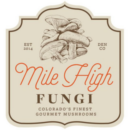 EST 2014 DEN CO MILE HIGH FUNGI COLORADO'S FINEST GOURMET MUSHROOMS
