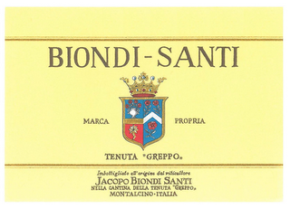 BIONDI-SANTI MARCA PROPRIA TENUTA 'GREPPO' IMBOTTIGLIATO ALL'ORIGINE DAL VITICULTORE JACOPO BIONDI SANTI NELLA CANTINA DELLA TENUTA "GREPPO" MONTALCINO-ITALIA