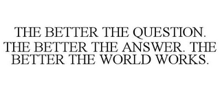 THE BETTER THE QUESTION. THE BETTER THEANSWER. THE BETTER THE WORLD WORKS.