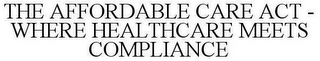 THE AFFORDABLE CARE ACT - WHERE HEALTHCARE MEETS COMPLIANCE