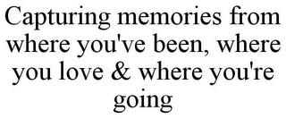 CAPTURING MEMORIES FROM WHERE YOU'VE BEEN, WHERE YOU LOVE & WHERE YOU'RE GOING