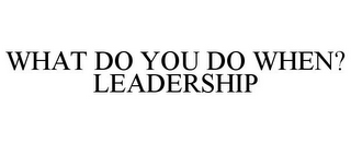 WHAT DO YOU DO WHEN? LEADERSHIP