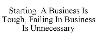 STARTING A BUSINESS IS TOUGH, FAILING IN BUSINESS IS UNNECESSARY