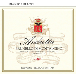 ANDRETTA ANDRETTA BRUNELLO DI MONTALCINO DENOMINAZIONE DI ORIGINE CONTROLLATA E GARANTITA 2009 RED WINE - PRODUCT OF ITALY