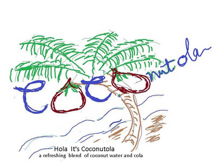 HOLA IT'S COCONUTOLA A REFRESHING BLEND OFCOCONUT WATER AND COLA