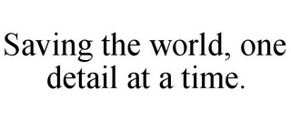 SAVING THE WORLD, ONE DETAIL AT A TIME.