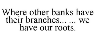 WHERE OTHER BANKS HAVE THEIR BRANCHES... ... WE HAVE OUR ROOTS.