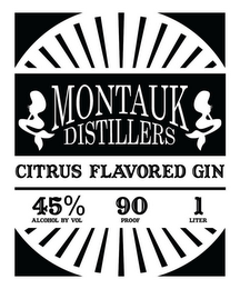 MONTAUK DISTILLERS CITRUS FLAVORED GIN 45% ALCOHOL BY VOL 90 PROOF 1 LITER