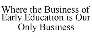 WHERE THE BUSINESS OF EARLY EDUCATION IS OUR ONLY BUSINESS