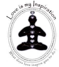 LOVE IS MY INSPIRATION EL AMORE ES MI INSPIRACION L'MOUR EST MON INSPIRATION L'AMORE É LA MIA ISPIRAZIONE O AMOR É A MINHA INSPIRO LIEBE IST MEINE INSPIRATION TINH YEU LA NGUON CAM HUNG CUA TOI WHAT DOES LOVE INSPIRES YOU TO DO?