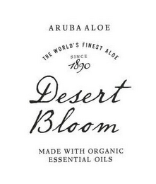 ARUBA ALOE THE WORLD'S FINEST ALOE SINCE 1890 DESERT BLOOM MADE WITH ORGANIC ESSENTIAL OILS