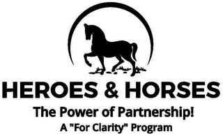 HEROES & HORSES THE POWER OF PARTNERSHIP! A "FOR CLARITY" PROGRAM