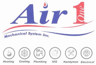 AIR 1 ONE MECHANICAL SYSTEM INC. HEATING COOLING PLUMBING IAQ HANDYMAN ELECTRICAL