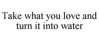 TAKE WHAT YOU LOVE AND TURN IT INTO WATER