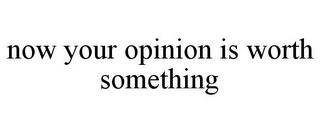 NOW YOUR OPINION IS WORTH SOMETHING