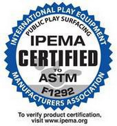 INTERNATIONAL PLAY EQUIPMENT MANUFACTURERS ASSOCIATION PUBLIC PLAY SURFACING IPEMA CERTIFIED TO ASTM F1292 TO VERIFY PRODUCT CERTIFICATION VISIT WWW.IPEMA.ORG