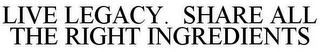 LIVE LEGACY. SHARE ALL THE RIGHT INGREDIENTS