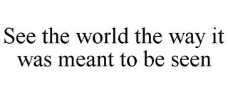 SEE THE WORLD THE WAY IT WAS MEANT TO BE SEEN