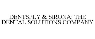 DENTSPLY & SIRONA: THE DENTAL SOLUTIONS COMPANY