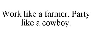 WORK LIKE A FARMER. PARTY LIKE A COWBOY.