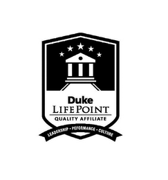 DUKE LIFEPOINT QUALITY AFFILIATE LEADERSHIP PERFORMANCE CULTURE