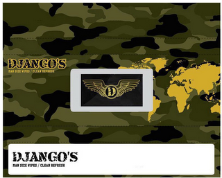 D DJANGO'S MAN SIZE WIPES/CLEAN REFRESHDJANGO'S MAN SIZE WIPES/CLEAN REFRESH