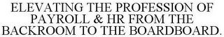 ELEVATING THE PROFESSION OF PAYROLL & HR FROM THE BACKROOM TO THE BOARDBOARD.