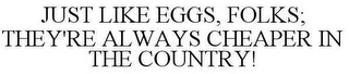 JUST LIKE EGGS, FOLKS; THEY'RE ALWAYS CHEAPER IN THE COUNTRY!