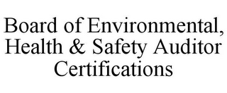 BOARD OF ENVIRONMENTAL, HEALTH & SAFETY AUDITOR CERTIFICATIONS