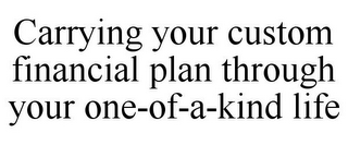 CARRYING YOUR CUSTOM FINANCIAL PLAN THROUGH YOUR ONE-OF-A-KIND LIFE