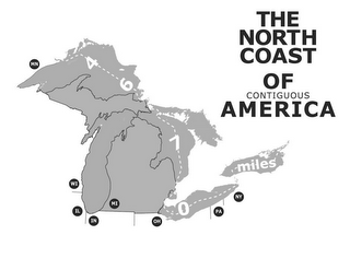 THE NORTH COAST OF CONTIGUOUS AMERICA MN WI IL IN MI OH PA NY 4 6 7 0 MILES