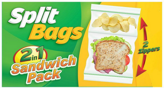 SPLIT BAGS 2 IN 1 SANDWICH PACK 2 ZIPPERS