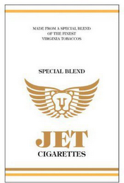 MADE FROM A SPECIAL BLEND OF THE FINEST VIRGINIA TOBACCOS SPECIAL BLEND JET CIGARETTES