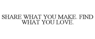 SHARE WHAT YOU MAKE. FIND WHAT YOU LOVE.