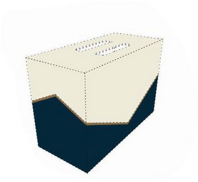 CONFIGURATION OF BOX IN COLORS CREAM, GOLD AND BLUE