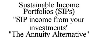 SUSTAINABLE INCOME PORTFOLIOS (SIPS) "SIP INCOME FROM YOUR INVESTMENTS" "THE ANNUITY ALTERNATIVE"