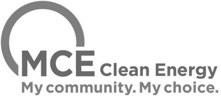 MCE CLEAN ENERGY MY COMMUNITY. MY CHOICE.