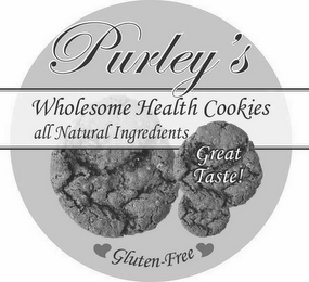 PURLEY'S WHOLESOME HEALTH COOKIES ALL NATURAL INGREDIENTS GREAT TASTE! GLUTEN-FREE