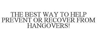 THE BEST WAY TO HELP PREVENT OR RECOVER FROM HANGOVERS!