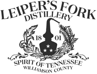 LEIPER'S FORK DISTILLERY 1801 SPIRIT OF TENNESSEE WILLIAMSON COUNTY