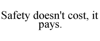 SAFETY DOESN'T COST, IT PAYS.