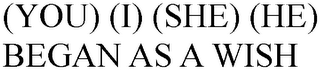 (YOU) (I) (SHE) (HE) BEGAN AS A WISH