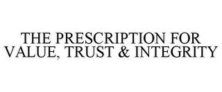 THE PRESCRIPTION FOR VALUE, TRUST & INTEGRITY