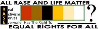 ALL RASE AND LIFE MATTER REAL ACTIVISM SERVES EVERYONE HAS THE RIGHT TO ? EQUAL RIGHTS FOR ALL