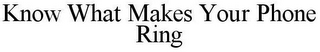 KNOW WHAT MAKES YOUR PHONE RING